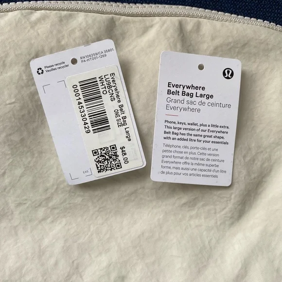 Lululemon Athletica Everywhere Belt Bag Large Cream Crossbody Bag - Picture 7 of 10